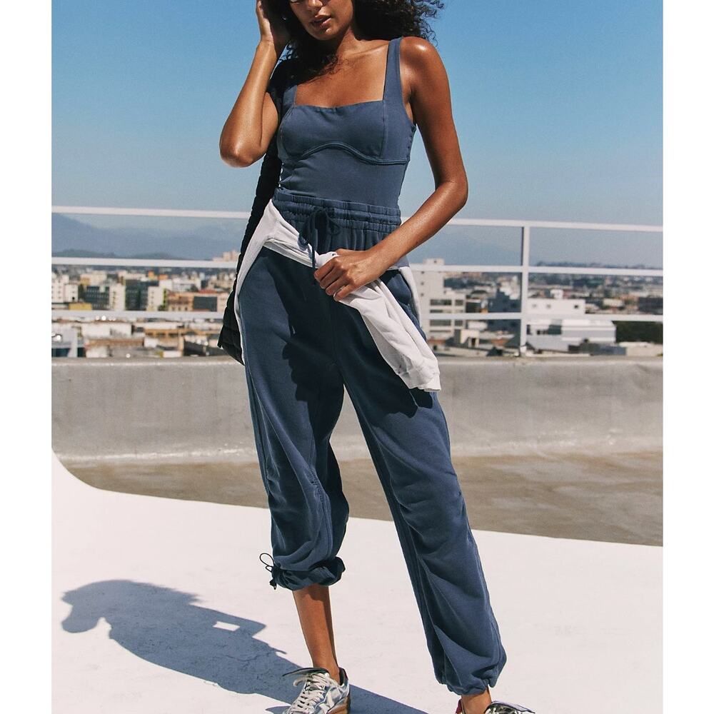 Free People Inbound Onesie Midnight Navy Size Small NWT Chic Comfy Stretchy
